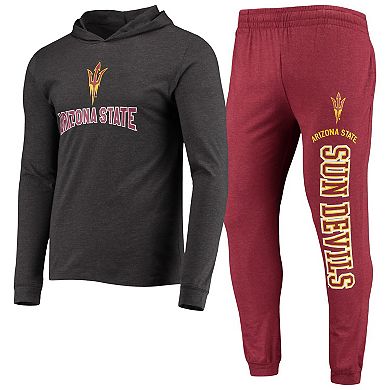 Men's Concepts Sport Maroon/Charcoal Arizona State Sun Devils Meter Long Sleeve Hoodie T-Shirt & Jogger Pants Sleep Set
