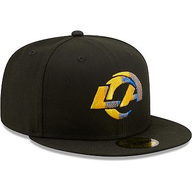 Men's New Era Black Los Angeles Rams Team Logo Color Dim 59FIFTY Fitted Hat