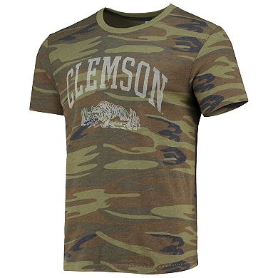 Men's Alternative Apparel Camo Clemson Tigers Arch Logo Tri-Blend T-Shirt