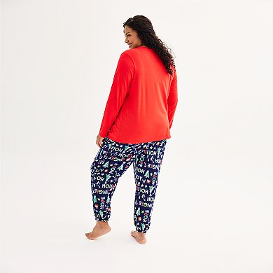 Plus Size Jammies For Your Families® Get Your Jingle On Top and Banded Bottoms Pajama Set