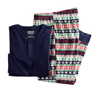 Men's Jammies For Your Families® Christmas Morning Henley Top & Fairisle Bottoms Pajama Set