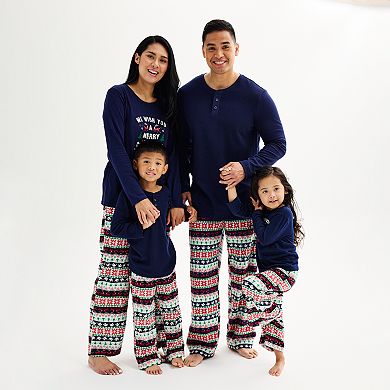 Men's Jammies For Your Families?? Christmas Morning Henley Top & Fairisle Bottoms Pajama Set