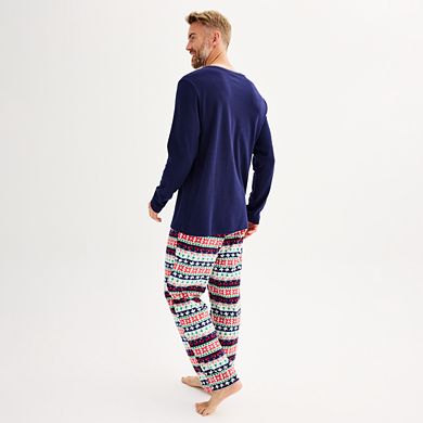 Men's Jammies For Your Families?? Christmas Morning Henley Top & Fairisle Bottoms Pajama Set