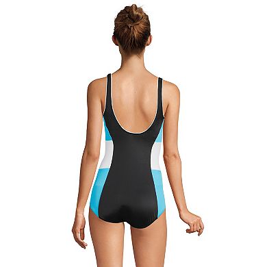 Petite Lands' End Tugless UPF 50 Sporty One-Piece Swimsuit