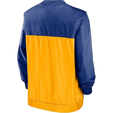 Men's Nike Royal/Gold Milwaukee Brewers Cooperstown Collection V-Neck Pullover Windbreaker