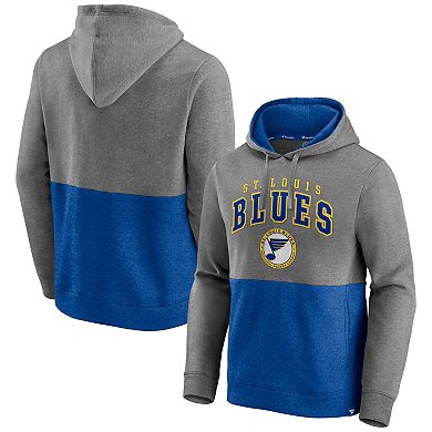 Men's Fanatics Branded Heathered Gray/Blue St. Louis Blues Block Party Classic Arch Signature Pullover Hoodie