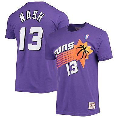 Men's Mitchell & Ness Steve Nash Purple Phoenix Suns Hardwood Classics Stitch Name & Number T-Shirt