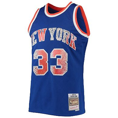 Men's Mitchell & Ness Patrick Ewing Blue New York Knicks 1996-97 Hardwood Classics NBA 75th Anniversary Diamond Swingman Jersey