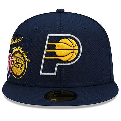 Men's New Era Navy Indiana Pacers Back Half 59FIFTY Fitted Hat