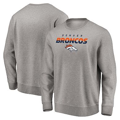 Men's Fanatics Branded Heathered Gray Denver Broncos Block Party Pullover Sweatshirt