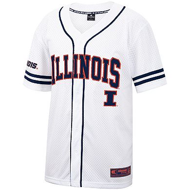 Men's Colosseum White Illinois Fighting Illini Free Spirited Mesh Button-Up Baseball Jersey