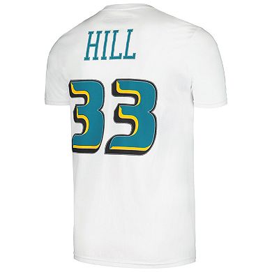 Men's Mitchell & Ness Grant Hill White Detroit Pistons Hardwood Classics Stitch Name & Number T-Shirt