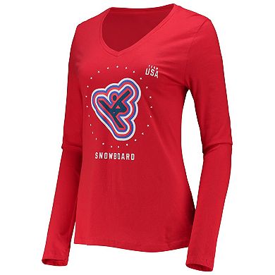 Women's Fanatics Branded Red Team USA Snowboarding Long Sleeve T-Shirt