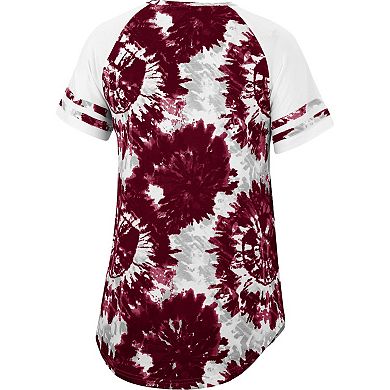 Women's Colosseum Maroon/White Virginia Tech Hokies Annie Oversized Tie-Dye Raglan T-Shirt