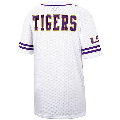 Men's Colosseum White LSU Tigers Free Spirited Mesh Button-Up Baseball Jersey