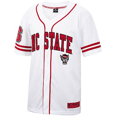 Men's Colosseum White/Red NC State Wolfpack Free Spirited Baseball Jersey