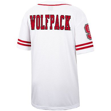 Men's Colosseum White/Red NC State Wolfpack Free Spirited Baseball Jersey