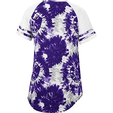 Women's Colosseum Purple/White LSU Tigers Annie Oversized Tie-Dye Raglan T-Shirt