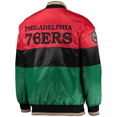 Men's Starter Red/Black/Green Philadelphia 76ers Black History Month NBA 75th Anniversary Full-Zip Jacket