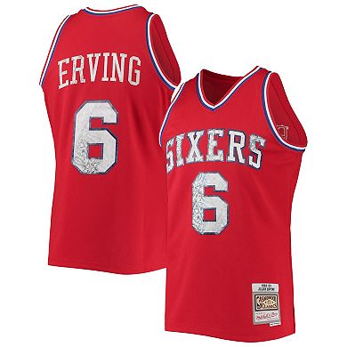 Men's Mitchell & Ness Julius Erving Red Philadelphia 76ers 1996-97 Hardwood Classics NBA 75th Anniversary Diamond Swingman Jersey
