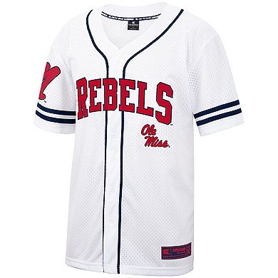 Men's Colosseum White/Navy Ole Miss Rebels Free Spirited Baseball Jersey