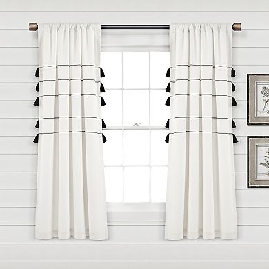 Lush Decor Farmhouse Boho Stripe Woven Yarn Dyed Pair of 2 Window Curtain Panels