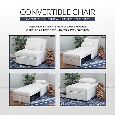 Linon Boone Convertible Arm Chair Bed