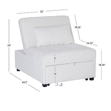 Linon Boone Convertible Arm Chair Bed