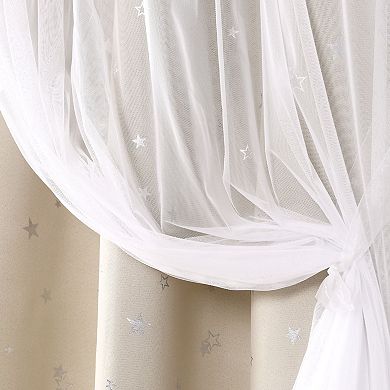 Lush Decor Star Sheer Insulated Grommet Blackout Pair of 2 Window Curtain Panels