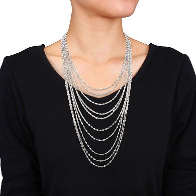 Stella Grace Sterling Silver Multistrand Chain Necklace