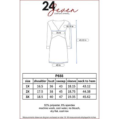 Plus Size 24seven Comfort Apparel Knee Length V-Neck Dress