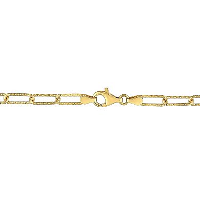 Stella Grace Men's 18k Rose Gold Over Silver Fancy Cut Paper Clip Link Chain Bracelet