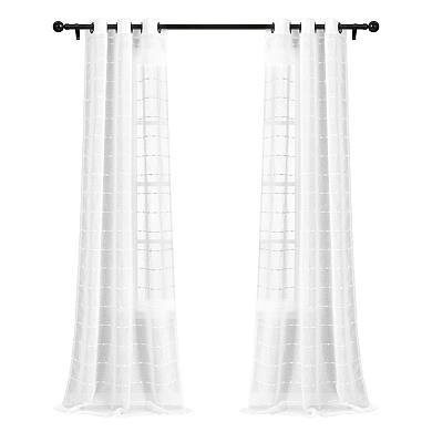 Lush Decor Farmhouse Textured Sheer Indoor/Outdoor Window Curtain Panel