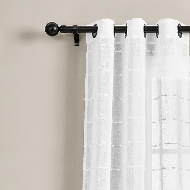 Lush Decor Farmhouse Textured Sheer Indoor/Outdoor Window Curtain Panel