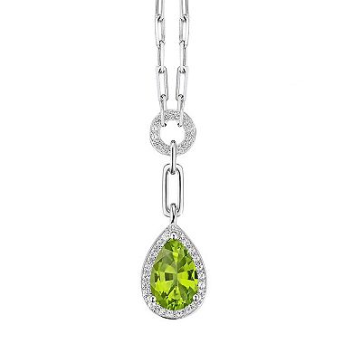 Sterling Silver Peridot & Lab-Created White Sapphire Pendant Necklace