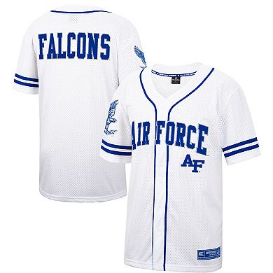 Men's Colosseum White/Royal Air Force Falcons Free Spirited Baseball Jersey
