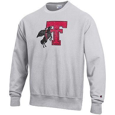 Men's Champion Heathered Gray Texas Tech Red Raiders Vault Logo Reverse Weave Pullover Sweatshirt