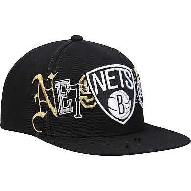 Men's Mitchell & Ness Black Brooklyn Nets Hype Type Snapback Hat