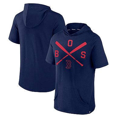 Men's Fanatics Branded Navy Boston Red Sox Iconic Rebel Short Sleeve Pullover Hoodie