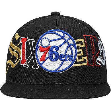 Men's Mitchell & Ness Black Philadelphia 76ers Hype Type Snapback Hat