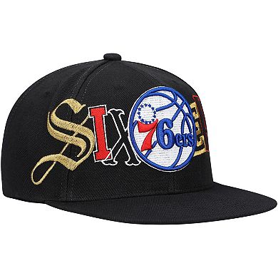 Men's Mitchell & Ness Black Philadelphia 76ers Hype Type Snapback Hat