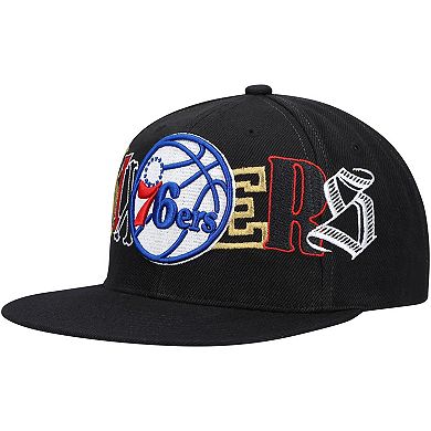 Men's Mitchell & Ness Black Philadelphia 76ers Hype Type Snapback Hat