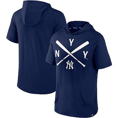 Men's Fanatics Branded Navy New York Yankees Iconic Rebel Short Sleeve Pullover Hoodie