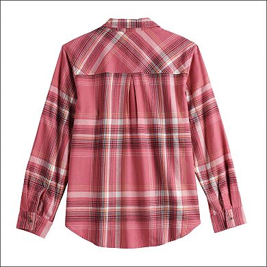 Girls 4-18 & Plus SO?? Plaid Button-Down Shirt