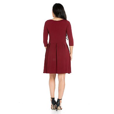 Women's 24seven Comfort Apparel Fit and Flare Dress with Pockets