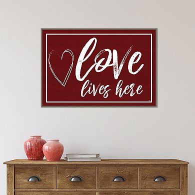 Amanti Art Valentines V Love Lives Here Framed Wall Art