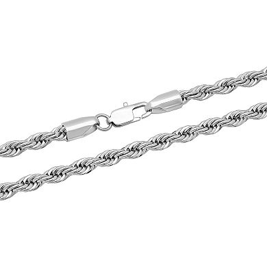 Steel Nation Men's Stainless Steel Rope Link Chain Necklace