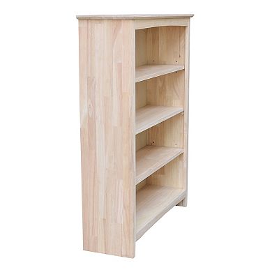 International Concepts Shaker Unfinished 4-Shelf Bookcase