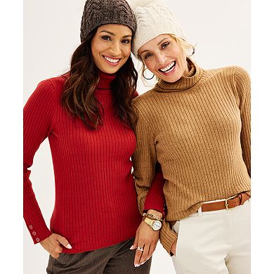 Women's Croft & Barrow® Ribbed Turtleneck Sweater