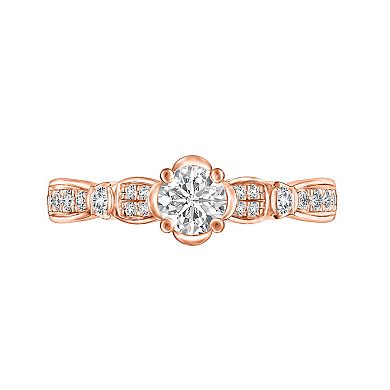14k Rose Gold 1/2 Carat T.W. Diamond Engagement Ring